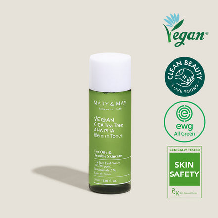 Mary&May Vegan CICA Tea Tree AHA PHA Blemish Toner 30ml