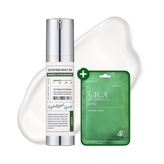 SKIN627 Boosting Shot 100 + Cica With Green Tea Sheet Mask 1ks