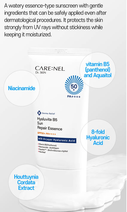 Care:nel Hyaluvita B5 Sun Repair Essence SPF50+/PA++++ 50ml