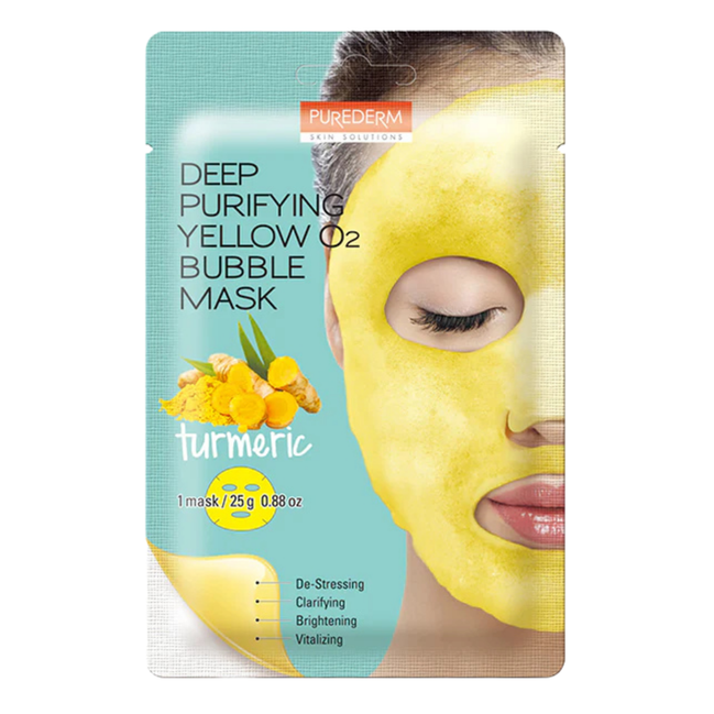 Purederm Deep Purifying Yellow O2 Bubble Mask Turmeric 25g