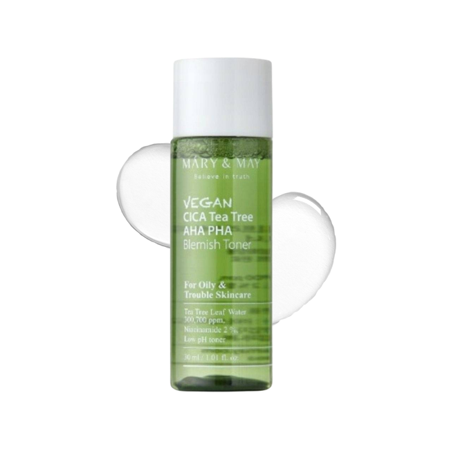 Mary&May Vegan CICA Tea Tree AHA PHA Blemish Toner 30ml